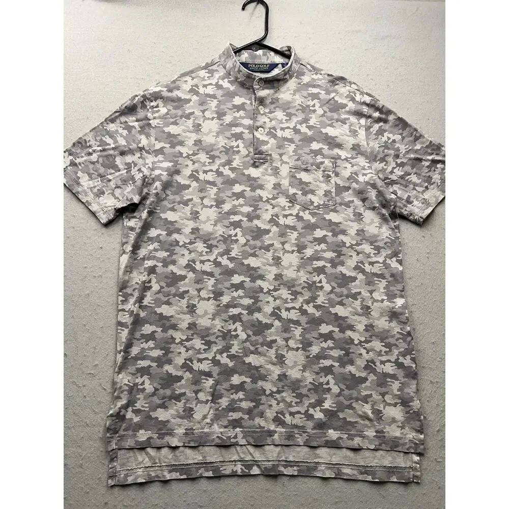 Polo‎ Ralph Lauren Shirt Mens M Gray Camo Military Preppy Casual Athletic